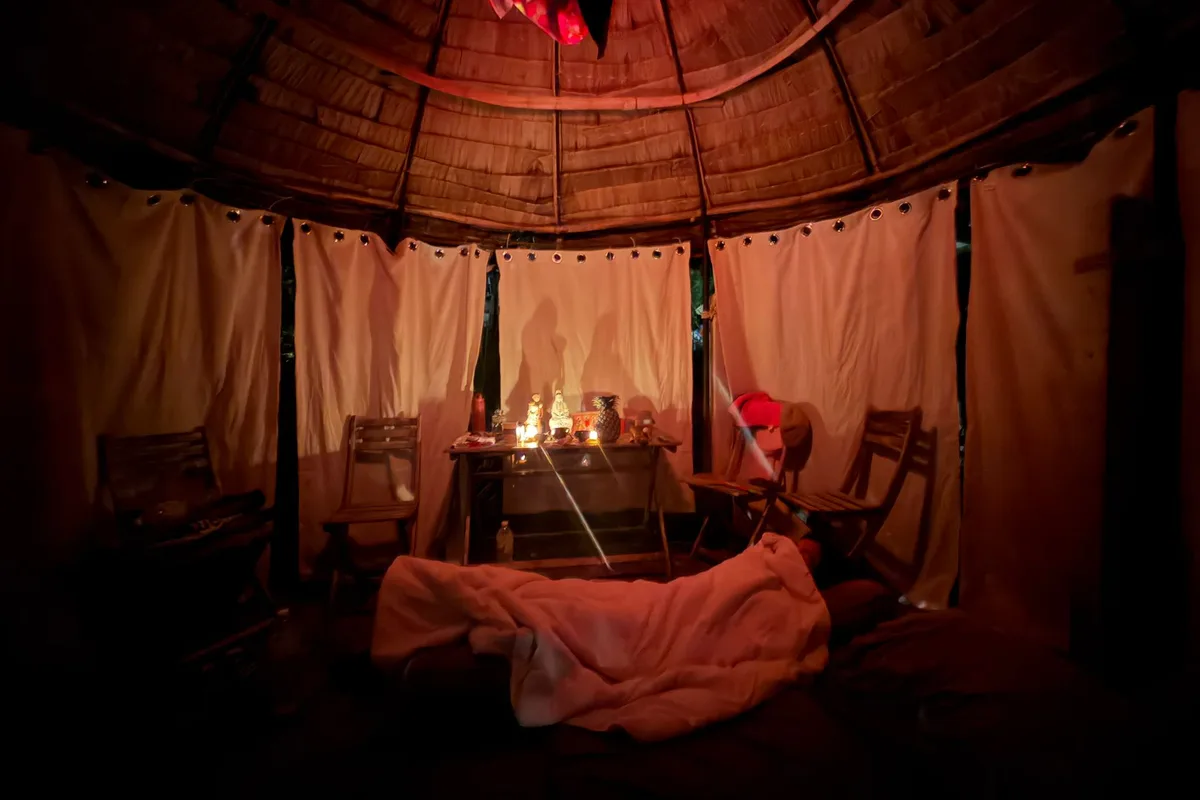 Inside ceremony hut